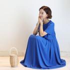 Round-neck Pleated-hem A-line Dress