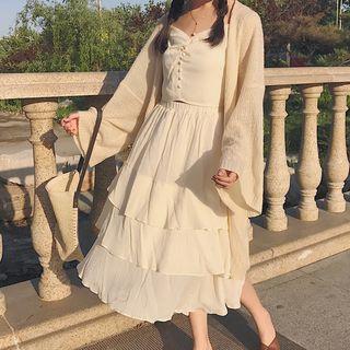 Set: Spaghetti Strap Top + Tiered Midi Skirt