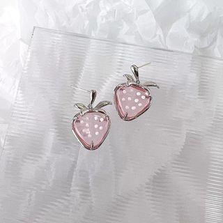Strawberry Alloy Earring 1 Pair - Pink & Silver - One Size