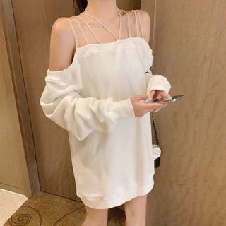 Cold-shoulder Pullover White - One Size