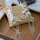 Set Of 2: Flower Beaded Headpiece Set Of 2 - White - One Size