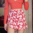High-waist Floral Print Slit Mini Skirt