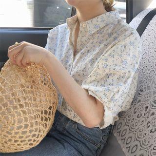 Floral Print Puff-sleeve Shirt