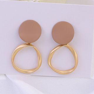 925 Sterling Silver Mini Hoop Drop Earring 1 Pair - Gold & Brown - One Size