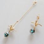 Non-matching Origami Crane Dangle Earring Peacock Blue - One Size
