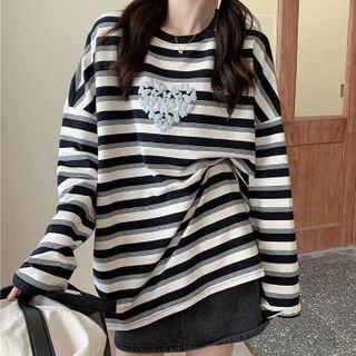 Striped Butterfly Heart Print T-shirt