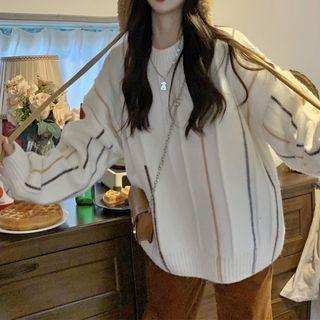 Pinstripe Oversized Sweater Off-white - One Size