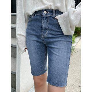 Plus Size Washed Skinny Denim Shorts