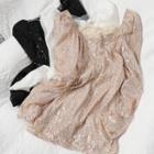 Sequined Puff-sleeve Mini Sheath Dress
