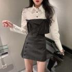 Mock Two-piece Striped Shirt / Skort