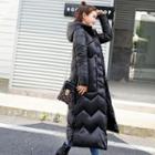 Long Stand Collar Frog-button Hooded Padded Coat
