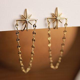 Star Rhinestone Chain Alloy Earring