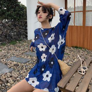 Loose-fit Printed Mesh Top