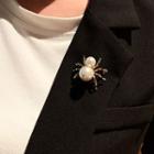 Faux Pearl Spider Brooch Gold - One Size