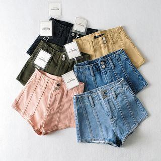 High Waist Button Fly Denim Shorts