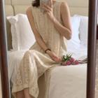 Sleeveless Lace Midi Dress Almond - One Size