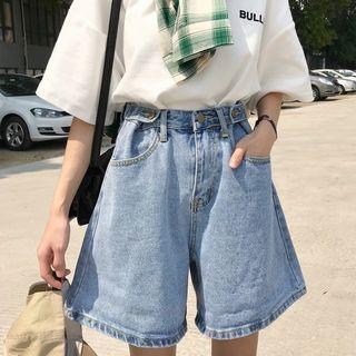 Denim High Waist Shorts Light Blue - One Size
