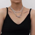 Set Of 2: Chain Necklace 1095 - Silver - One Size