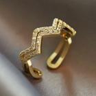 Rhinestone Zigzag Open Ring Gold - One Size
