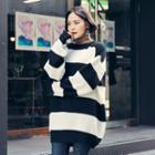 Round-neck Striped Long Knit Top