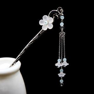 Flower Fringed Hair Clip (various Designs) 1pc - Silver - One Size