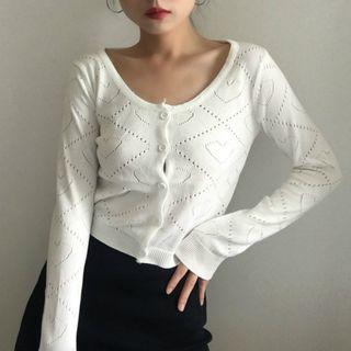 Heart Perforated Cardigan