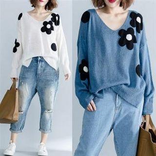 Flower V-neck Sweater