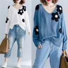 Flower V-neck Sweater