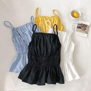 Plain Ruffled-trim Strap Top