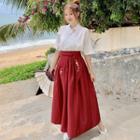 Traditional Chinese Elbow-sleeve Top / A-line Maxi Skirt