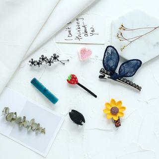 Set Of 7: Assorted Hair Clip / Set Of 3: Rhinestone Bow Hair Clip