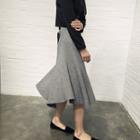 Ribbed A-line Midi Skirt