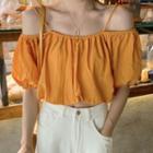 Cold-shoulder Puff-sleeve Chiffon Blouse