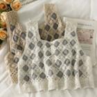 Argyle Button-up Sheer Vest