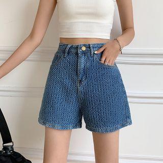 Textured Denim Shorts