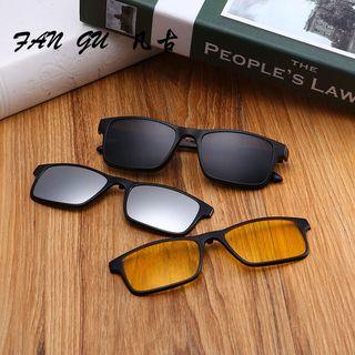 Square Eyeglasses With Clip-on Sunglasses