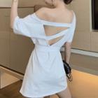 Short-sleeve Open Back T-shirt With Sash