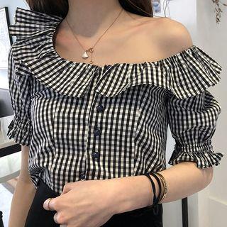 Cold Shoulder Elbow-sleeve Top / Pencil Skirt