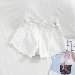 Ripped Zip-up Denim Hot Pants