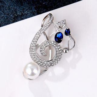 Embellished Musical Note Brooch