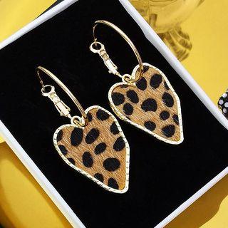 Leopard Print Irregular Alloy Heart Dangle Earring 1 Pair - As Shown In Figure - One Size