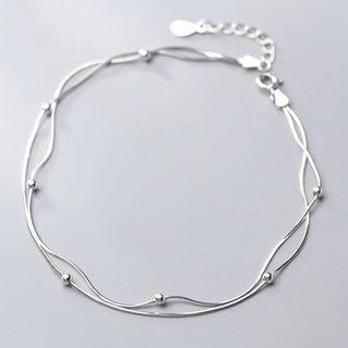 925 Sterling Silver Layered Anklet S925 Silver - Anklet - One Size