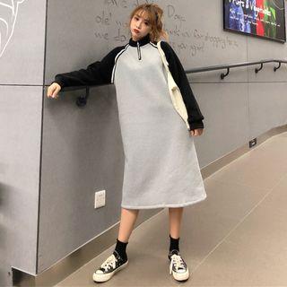 Raglan Sleeve Half-zip Pullover Dress