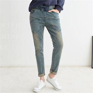 Washed Rolled-up Jeans