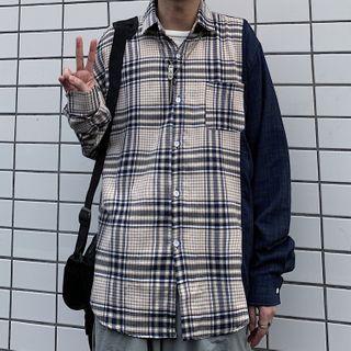 Contrast Plaid Shirt Jacket