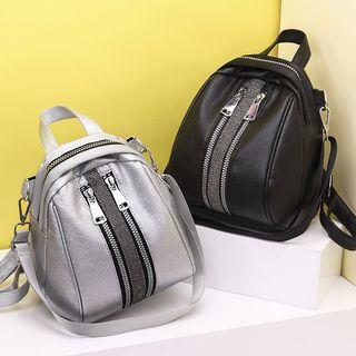Rhinestone Faux Leather Backpack