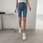 Button-fly Slim-fit Shorts