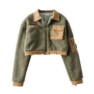 Collared Fleece Cropped Jacket