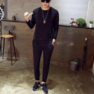 Set: Plain Long-sleeve Sweatshirt + Jogger Pants