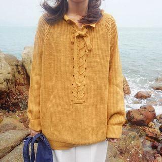 Lace Up Knit Top